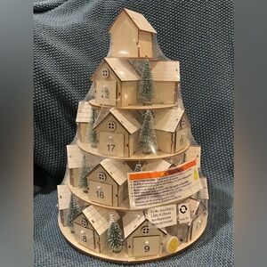 Hobby Lobby 5 Tier Light Up Village Rotating Advent Calendar Wood Tree